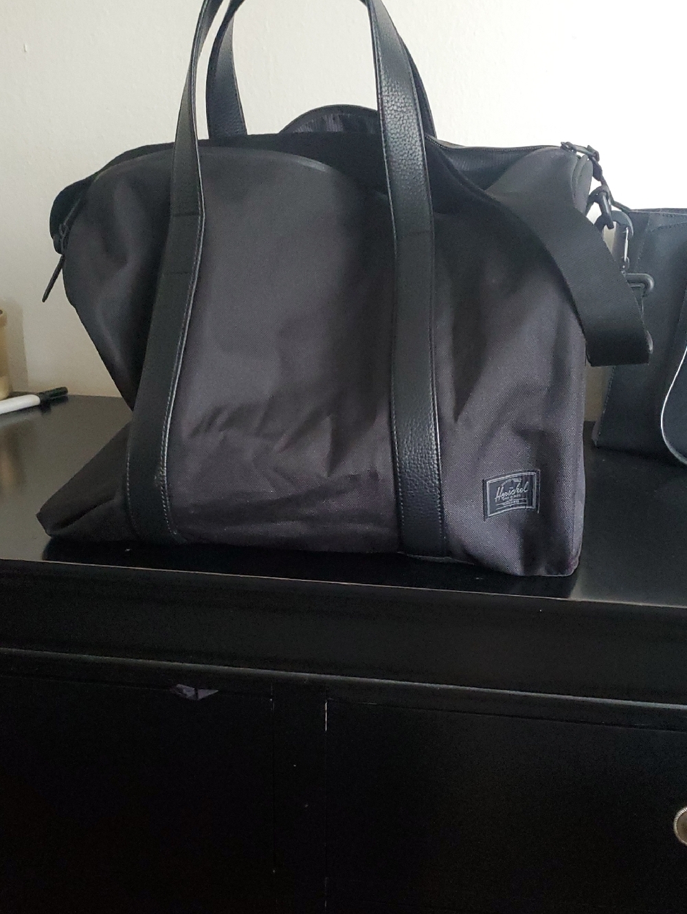 Herschel Supply Company Black Duffel Bag with Leather Trim